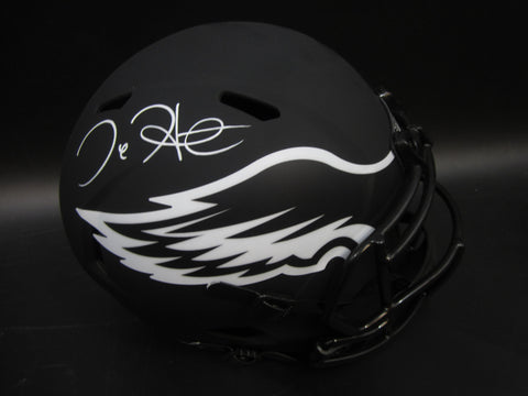 Philadelphia Eagles Jalen Hurts Hand Signed Autographed Replica Full-Size Matte Black Helmet Includes JSA COA