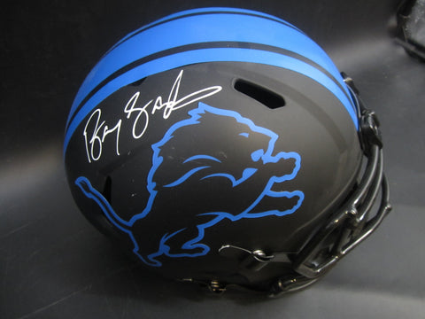 Detroit Lions Barry Sanders Hand Signed Autographed Eclipse Replica Full-Size Matte Black Helmet Includes Schwartz Sports & Beckett COA