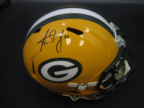 Green Bay Packers Aaron Jones Hand Signed Autographed Replica Full-Size Helmet Includes Beckett Witnessed COA