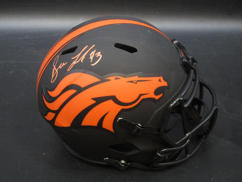 Denver Broncos Drew Lock Hand Signed Autographed Replica Full-Size Matte Black Helmet Includes JSA COA