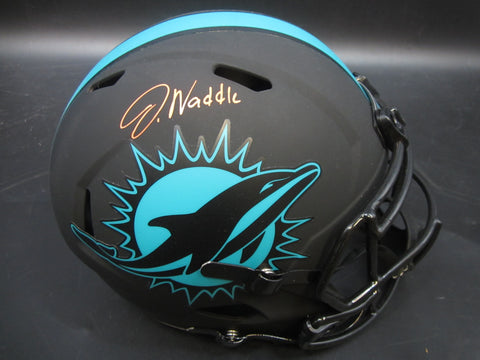 Miami Dolphins Jaylen Waddle Hand Signed Autographed Replica Full-Size Matte Black Helmet Includes Fanatics Authentic COA