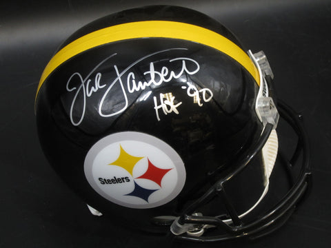 Pittsburgh Steelers Jack Lambert Hand Signed Autographed Replica Full-Size Black Helmet with HOF '90 Inscription Includes JSA COA