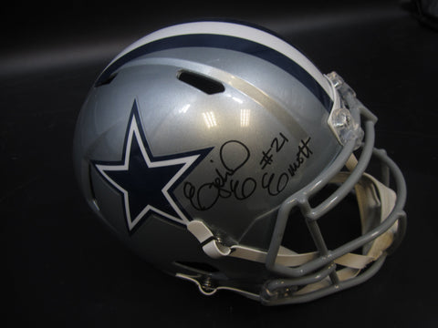 Dallas Cowboys Ezekiel Elliott Hand Signed Autographed Replica Full-Size Silver Helmet Includes Beckett Witnessed COA