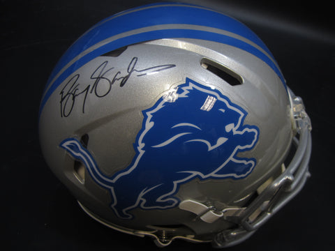 Detroit Lions Barry Sanders Hand Signed Autographed Speed Replica Full-Size Silver Helmet Includes Schwartz Sports Hologram & JSA COA