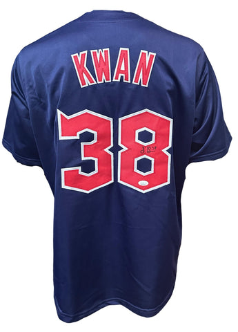 Cleveland Guardians Steven Kwan Hand Signed Autographed Custom Navy Jersey Includes JSA COA