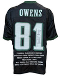 Philadelphia Eagles Terrell Owens Hand Signed Autographed Custom Black Career Achievements Stat Jersey Includes JSA COA