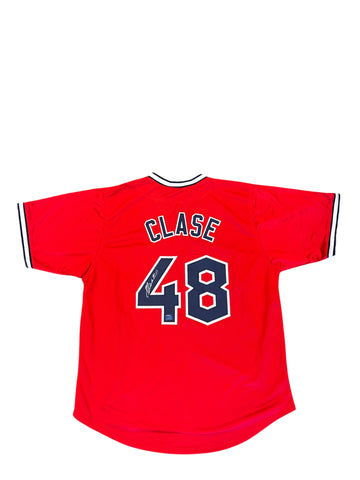 Cleveland Guardians Emmanuel Clase Hand Signed Autographed Custom Red Jersey Includes Prova COA