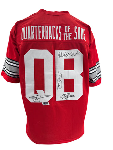 The Ohio State University Buckeyes QBs of the Shoe Hand Signed Autographed Custom Red Jersey Includes SWAU COA