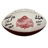 The Ohio State University Buckeyes Will Howard & Cody Simon Hand Signed Autographed 2024 National Champions Football with Offensive MVP & Defensive MVP Inscriptions Includes SWAU COA