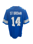 Detroit Lions Amon-Ra St. Brown Hand Signed Autographed Authentic Nike Blue Jersey Includes Beckett COA