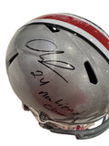 The Ohio State University Buckeyes Quinshon Judkins Hand Signed Autographed Replica Full-Size Silver Helmet with 24 National Champs Inscription Includes SWAU COA