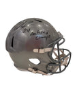 The Ohio State University Buckeyes Quinshon Judkins Hand Signed Autographed Replica Full-Size Silver Helmet with 24 National Champs Inscription Includes SWAU COA