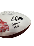 The Ohio State University Buckeyes Will Howard & Cody Simon Hand Signed Autographed 2024 National Champions Football with Offensive MVP & Defensive MVP Inscriptions Includes SWAU COA