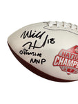 The Ohio State University Buckeyes Will Howard & Cody Simon Hand Signed Autographed 2024 National Champions Football with Offensive MVP & Defensive MVP Inscriptions Includes SWAU COA