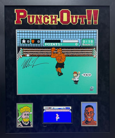 Mike Tyson Hand Signed Autographed 16x20 Photo Framed with Suede Matting, Gaming System, & Cutout Lettering Includes Beckett & Fiterman Sports COA