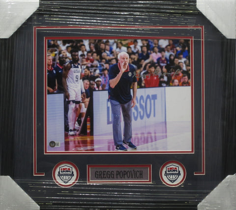 San Antonio Spurs Coach Gregg Popovich SIGNED 11x14 Framed Photo BECKETT COA