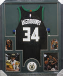 Milwaukee Bucks Giannis Antetokounmpo SIGNED Framed Matted Jersey JSA COA