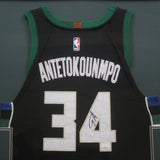 Milwaukee Bucks Giannis Antetokounmpo SIGNED Framed Matted Jersey JSA COA