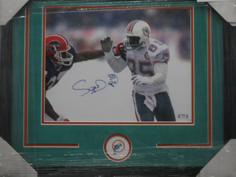 Miami Dolphins Mark Duper Hand Signed Autographed 11x14 Photo Framed with Suede Matting Includes PSA COA