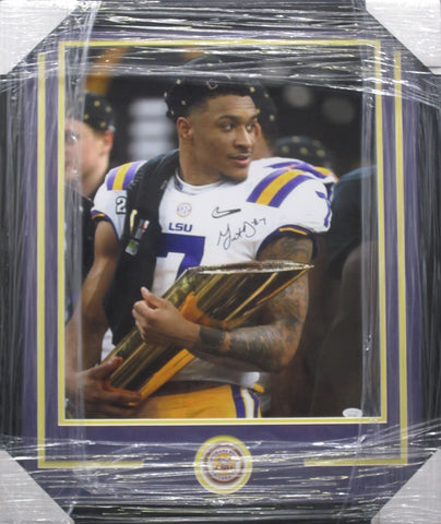 Louisiana State University Tigers Grant Delpit Hand Signed Autographed 16x20 Photo Framed with Matting Includes JSA COA