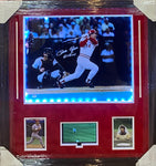 Cincinnati Reds Pete Rose Hand Signed Autographed 16x20 Photo with Hit King Inscription Framed with Suede Matting, LED Lighting, & Video Highlights Includes PSA COA