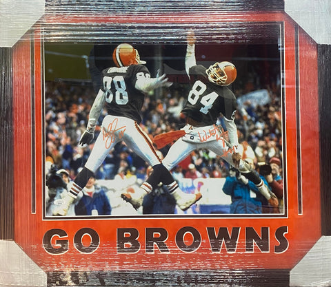 Cleveland Browns Reggie Langhorne & Webster Slaughter Hand Signed Autographed 16x20 Photo Framed & Suede Matted with Cutout Lettering JSA COA