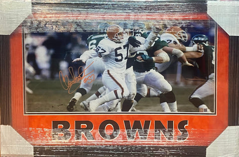 Cleveland Browns Clay Matthews Hand Signed Autographed Panoramic Photo Framed & Suede Matted with Cutout Lettering TRISTAR COA