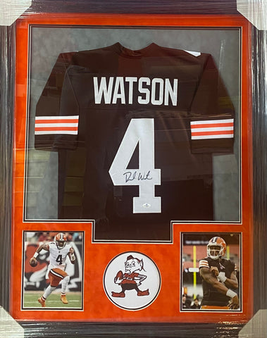 Cleveland Browns Deshaun Watson Hand Signed Autographed Custom Brown Jersey Framed & Suede Matted with COA