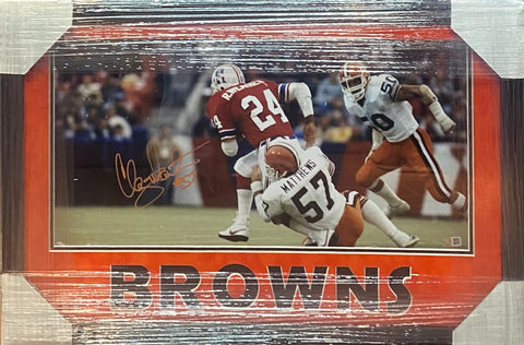 Cleveland Browns Clay Matthews Hand Signed Autographed Panoramic Photo Framed & Suede Matted with Cutout Lettering TRISTAR COA