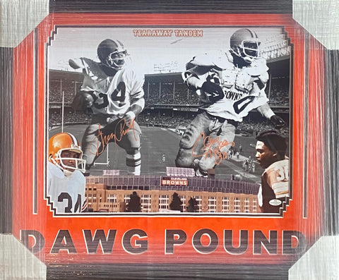 Cleveland Browns Tearaway Tandem Greg Pruitt & Cleo Miller Hand Signed Autographed 16x20 Photo Framed with Suede Matting & Cutout Lettering Includes COA