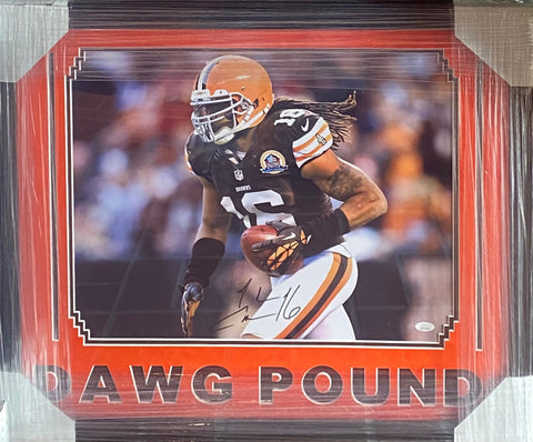 Cleveland Browns Josh Cribbs Hand Signed Autographed 16x20 Photo Framed with Suede Matting & Cutout Lettering Includes JSA COA