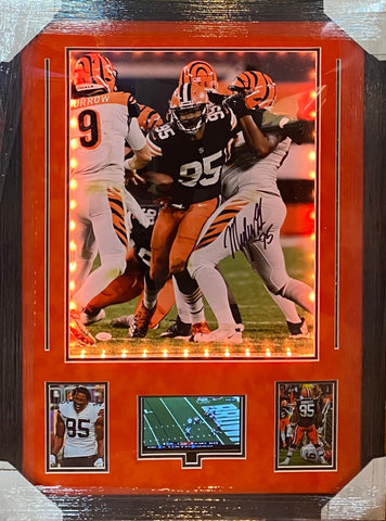 Cleveland Browns Myles Garrett Hand Signed Autographed 16x20 Photo Framed with Suede Matting, LED Lighting, & Video Highlights Includes JSA COA