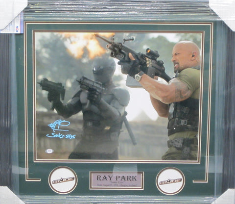 G.I. Joe: The Rise of Cobra "Snake Eyes" Ray Park Hand Signed Autographed 16x20 Photo with Snake Eyes Inscription Framed with Matting Includes PSA COA