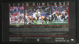 Washington Redskins vs. Denver Broncos Doug Williams, Gary Clark, Darryl Grant, Mark Rypien, & Monte Coleman Hand Signed Autographed Super Bowl XXII Poster with SB XXII MVP Williams Inscription Framed with Matting Includes JSA COA