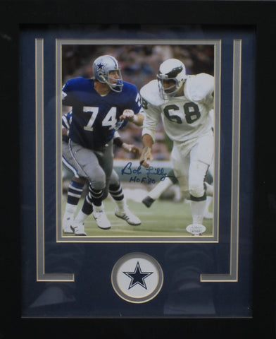 Dallas Cowboys Bob Lilly Hand Signed Autographed 11x14 Photo with HOF 80 Inscription Framed with Matting Includes JSA COA