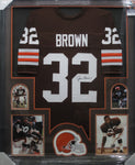Cleveland Browns Jim Brown Hand Signed Autographed Custom Brown Jersey Framed with Matting Includes JSA COA