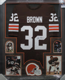 Cleveland Browns Jim Brown Hand Signed Autographed Custom Brown Jersey Framed with Matting Includes JSA COA