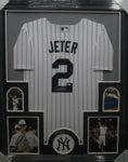 New York Yankees Derek Jeter Hand Signed Autographed Jersey Framed with Matting Includes Steiner COA