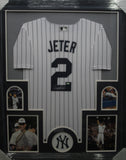 New York Yankees Derek Jeter Hand Signed Autographed Jersey Framed with Matting Includes Steiner COA
