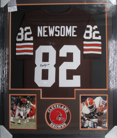 Cleveland Browns Ozzie Newsome Hand Signed Autographed Jersey Framed & Matted with JSA COA