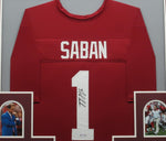 Alabama Crimsontide Coach Nick Saban SIGNED Framed Matted Jersey PSA COA