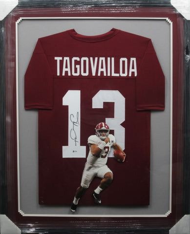 Custom Alabama Tua Tagovailoa SIGNED Framed Matted Jersey BECKETT COA