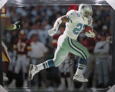 Dallas Cowboys Emmitt Smith Hand Signed Autographed Large Canvas Framed & Includes JSA COA