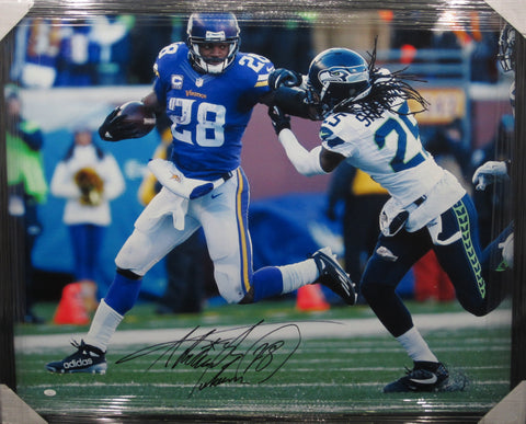 Minnesota Vikings Adrian Peterson Hand Signed Autographed Large Canvas Framed & Includes JSA COA