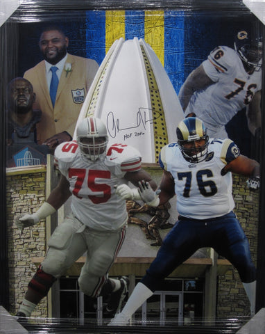 The Ohio State University Buckeyes / St. Louis Rams Orlando Pace Hand Signed Autographed Large Canvas with HOF 2016 Inscription Framed & Includes JSA COA