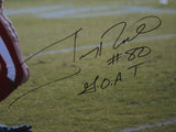 San Francisco 49ers Jerry Rice Hand Signed Autographed Large Canvas with G.O.A.T Inscription Framed & Includes JSA COA