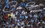 Cincinnati Reds Pete Rose Hand Signed Autographed Large Canvas with Big Red Machine Inscription Framed & Includes PSA COA