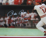 Cincinnati Reds Pete Rose Hand Signed Autographed Panoramic Photo with Hit King 4256 & 17x All Star Inscriptions Framed with Matting Includes PSA COA