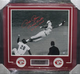 Cincinnati Reds Pete Rose Hand Signed Autographed Large Photo with Charlie Hustle & 2x Gold Glove Inscriptions Framed with Matting Includes PSA COA