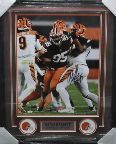 Cleveland Browns Myles Garrett Hand Signed Autographed 16x20 Photo Framed with Matting Includes JSA COA